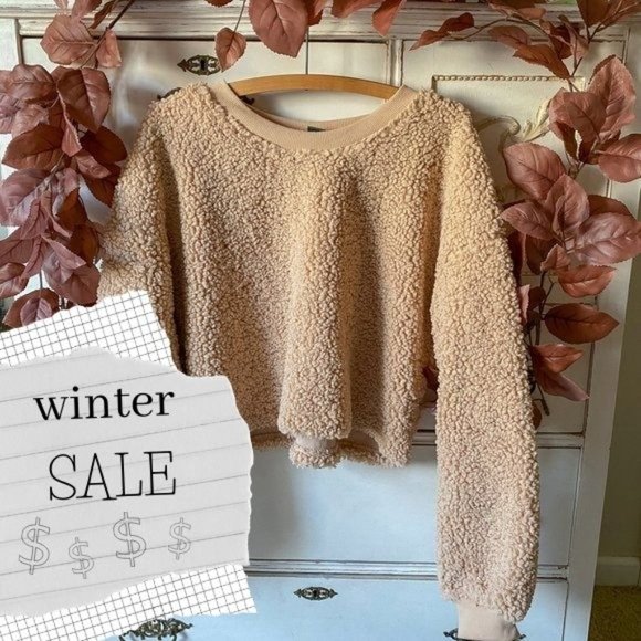 wild fable Sweaters - NWOT Wild Fable Camel Teddy Sherpa Pullover